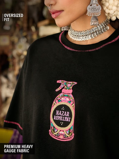 Desi Rebel Nazar Repellent Women Oversized T-Shirts