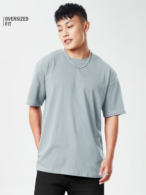 Solids Pearl Grey Oversized T-Shirts