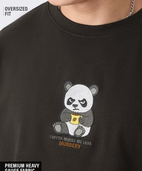 Caffeine Panda Oversized T-Shirts