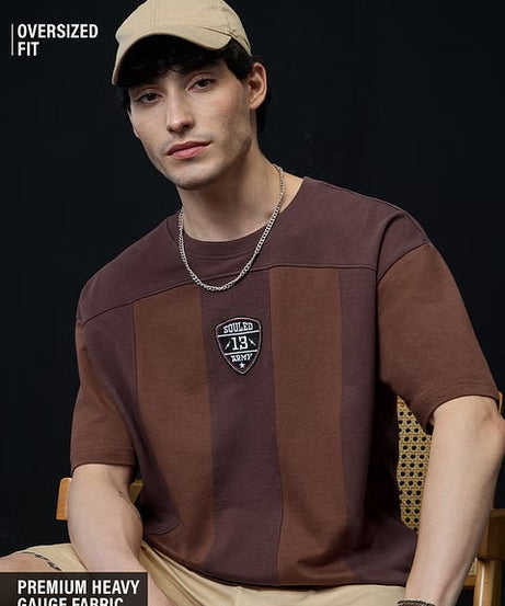 Colourblock Mocha Oversized T-Shirts