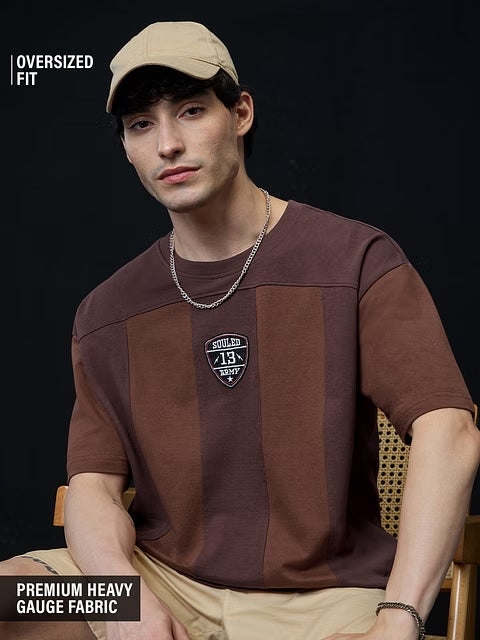 Colourblock Mocha Oversized T-Shirts