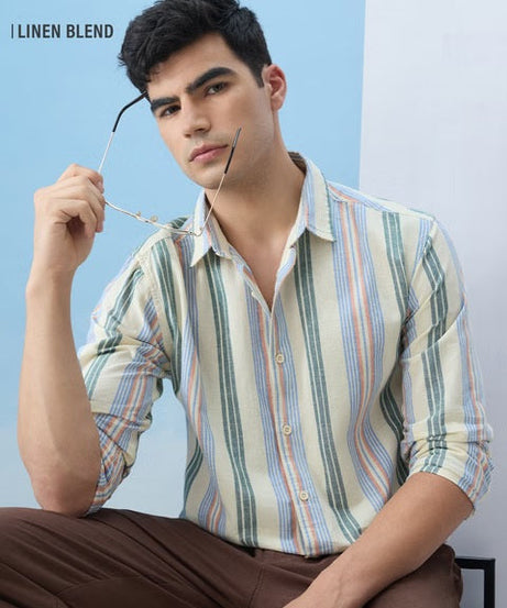 Stripes Sunset Lines Cotton Linen Shirts
