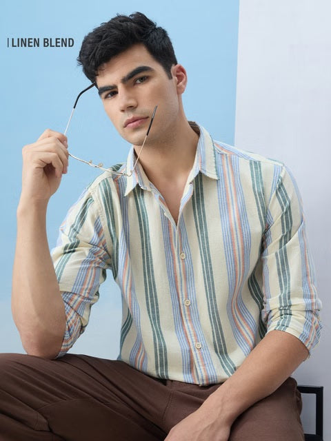 Stripes Sunset Lines Cotton Linen Shirts