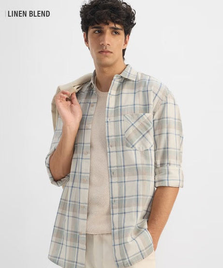 Checks Vision Cotton Linen Shirts