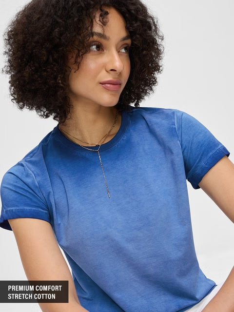 Solids Electric Blue Women T-Shirts
