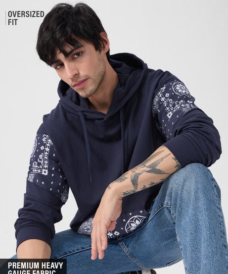 Hooded Pullover Bandana Blues Oversized Full Sleeve T-Shirts