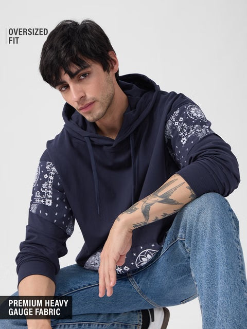 Hooded Pullover Bandana Blues Oversized Full Sleeve T-Shirts