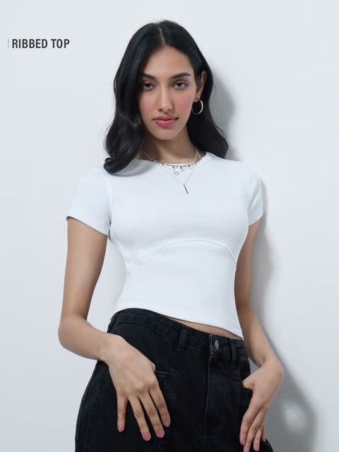 Ribbed Top Pearl Women T-Shirts