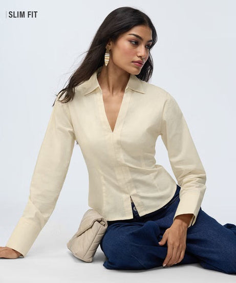 Ivory Fitted Shirt Women Fitted Shirts