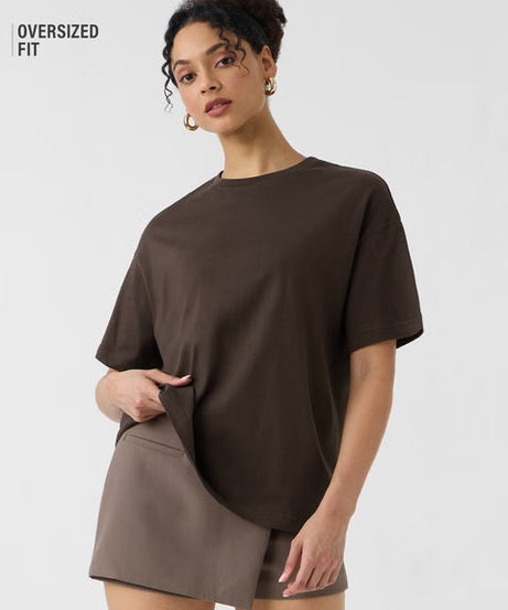 Solids Deep Brown Women Oversized T-Shirts