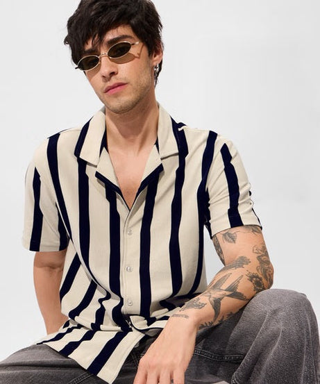 Striped Eclipse Men Textured Shirts