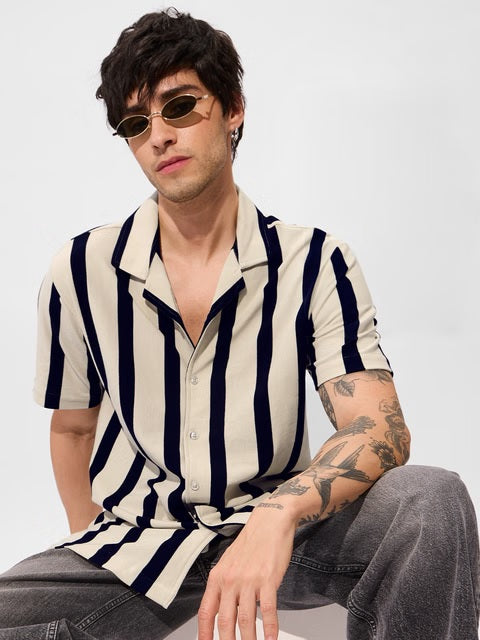 Striped Eclipse Men Textured Shirts