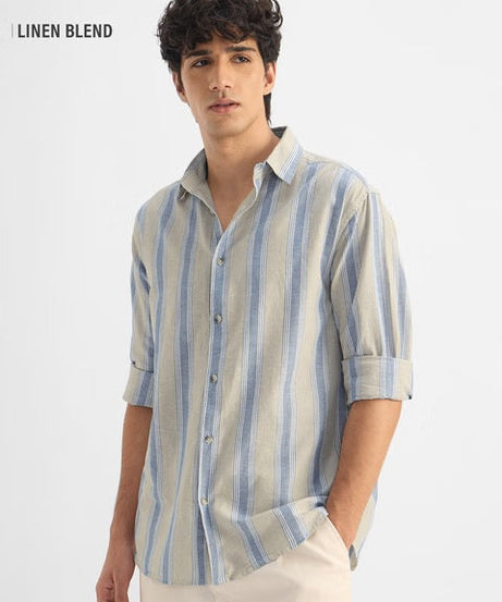 Stripes Ridge Cotton Linen Shirts
