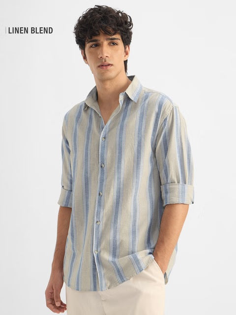 Stripes Ridge Cotton Linen Shirts