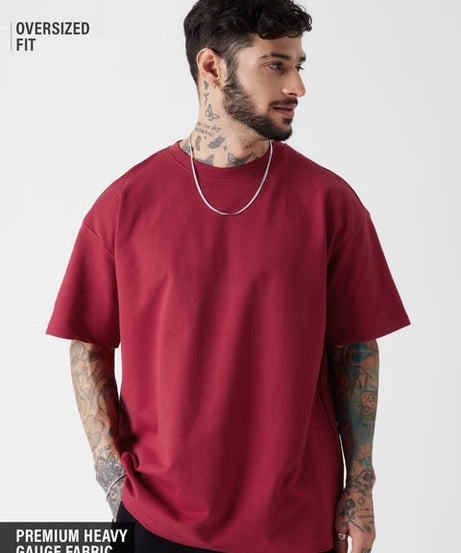 Solids Superhero Red Oversized T-Shirts