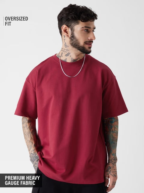 Solids Superhero Red Oversized T-Shirts