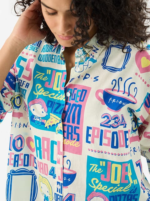 FRIENDS Doodle Women Boyfriend Shirts