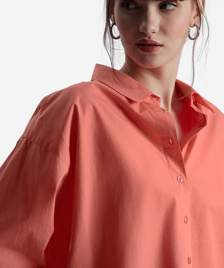 Solids Fusion Coral Women Boyfriend Shirts