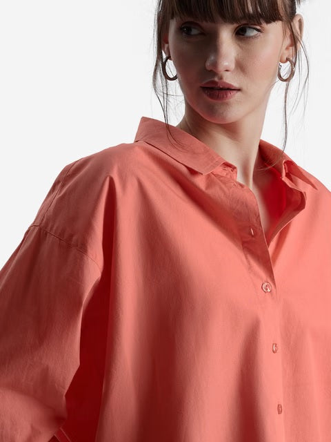 Solids Fusion Coral Women Boyfriend Shirts