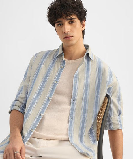 Stripes Ridge Cotton Linen Shirts