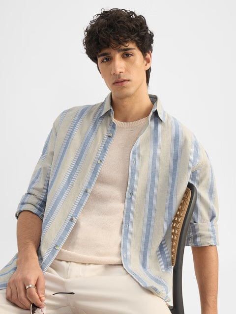 Stripes Ridge Cotton Linen Shirts