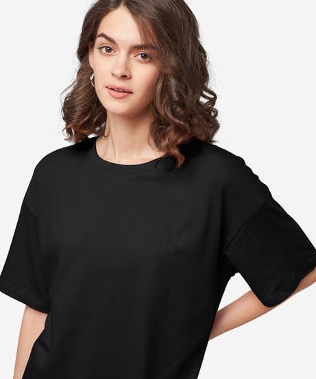 Solids Black Women Oversized T-Shirts