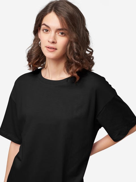 Solids Black Women Oversized T-Shirts