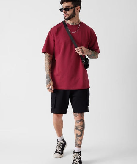 Solids Superhero Red Oversized T-Shirts