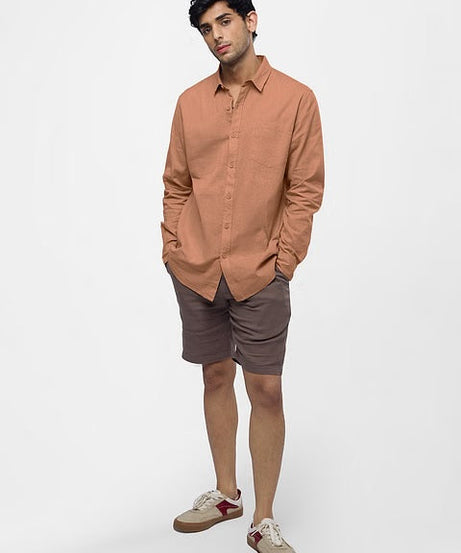 Coral Peach Cotton Linen Shirts