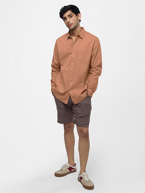 Coral Peach Cotton Linen Shirts