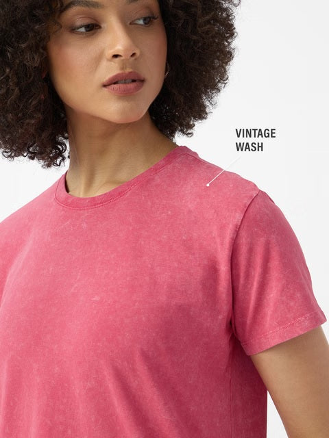 Solids Fuchsia Pink Women T-Shirts