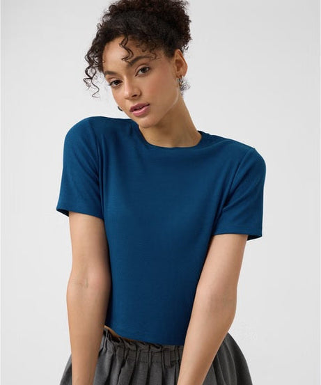 Ribbed Azure Women T-Shirts