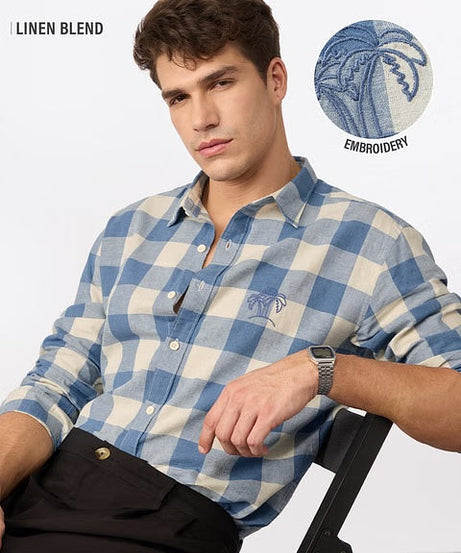 Checks Blue Sails Cotton Linen Shirts