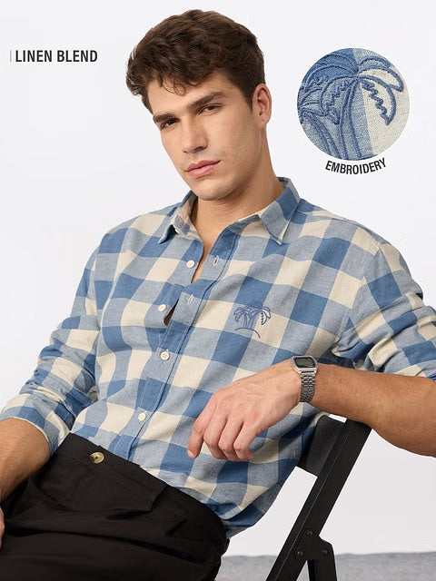 Checks Blue Sails Cotton Linen Shirts