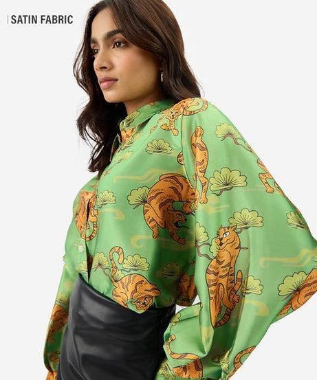 Satin Folk Tiger Women Shirts