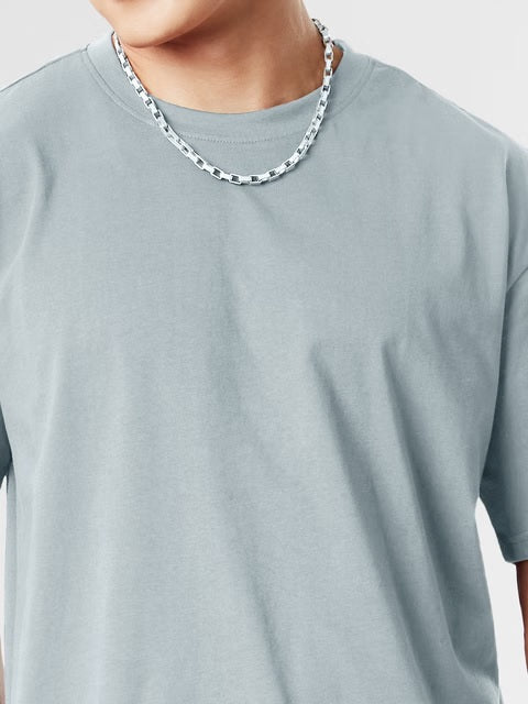 Solids Pearl Grey Oversized T-Shirts