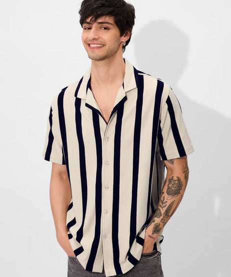 Striped Eclipse Men Textured Shirts