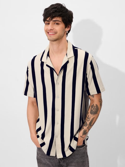 Striped Eclipse Men Textured Shirts