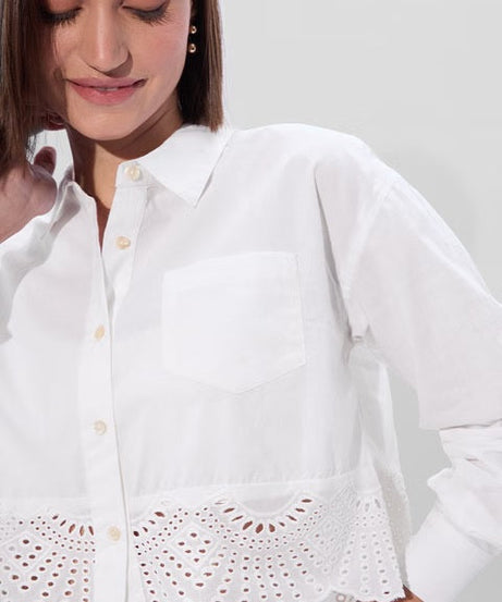Cutwork Ivory Women Cropped Shirts