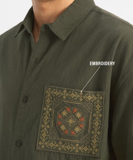 Textured Indie Olive Holiday Shirts