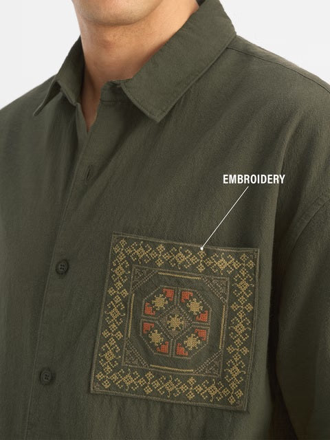 Textured Indie Olive Holiday Shirts