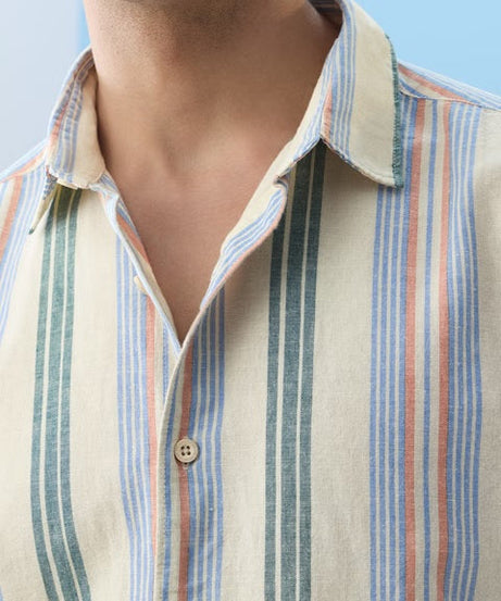 Stripes Sunset Lines Cotton Linen Shirts
