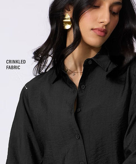 Back Tie Up Black Women Shirts