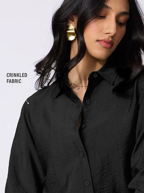 Back Tie Up Black Women Shirts