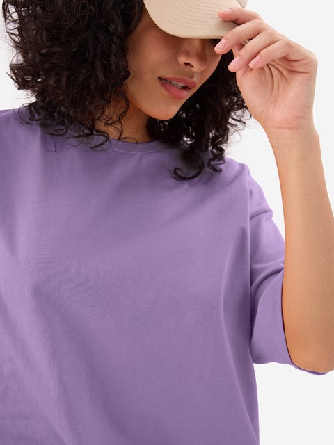 Solids Lavender Purple Women Oversized T-Shirts