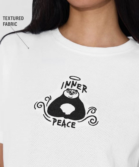 Textured Kung Fu Panda Peace Women Relaxed Fit T-Shirts