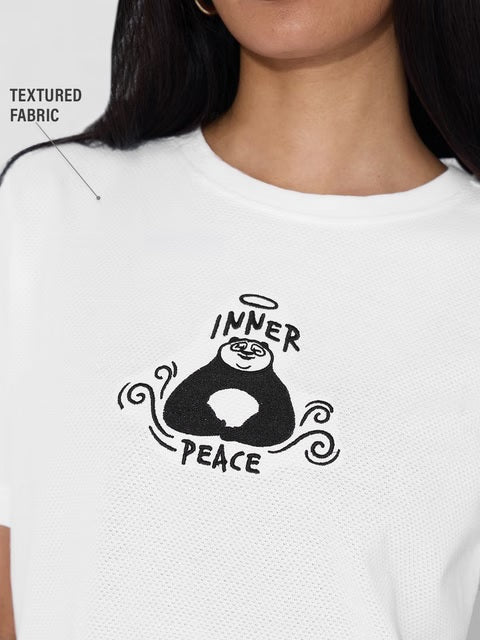 Textured Kung Fu Panda Peace Women Relaxed Fit T-Shirts