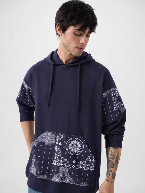 Hooded Pullover Bandana Blues Oversized Full Sleeve T-Shirts