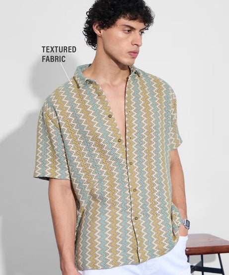 Open Knit Amber Chevron Holiday Shirts