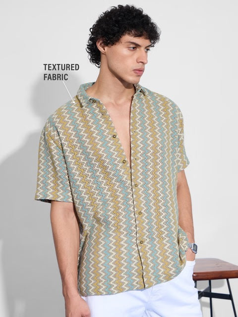 Open Knit Amber Chevron Holiday Shirts